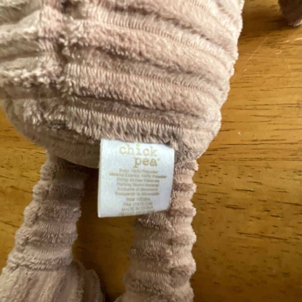 Chick Pea Monkey Plush 11” Ribbed Cream Tan White Stuffed Animal Toy Chickpea - Picture 3 of 4